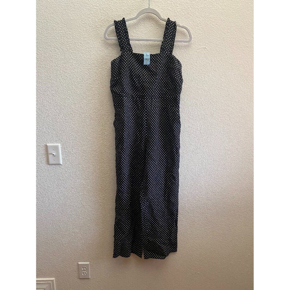 Loft Sleeveless Jumpsuit Black White Polka Dot Wide Leg Cropped 2 Petite NWT